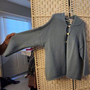 Wool blend hoodie cardigan